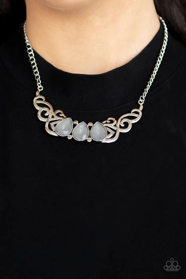 Heavenly Happenstance Silver Iridescent Teardrop Bead Necklace Paparazzi Paparazzi Accessories Necklaces