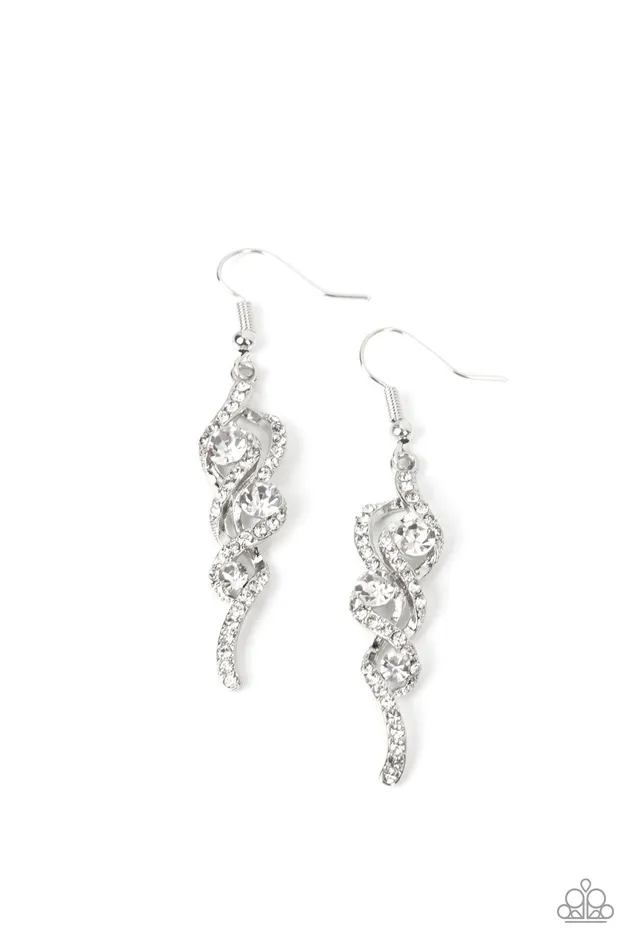 Highly Flammable White Rhinestone Silver Earrings Paparazzi Paparazzi Accessories Earrings Highly Flammable White Rhinestone Silver Earrings Paparazzi Paparazzi Accessories Earrings