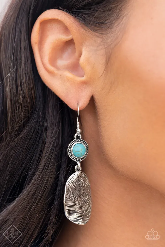 HOMESTEAD on the Range Blue Turquoise Silver Earrings Paparazzi Fashion Fix March 2022 Paparazzi Accessories Earrings