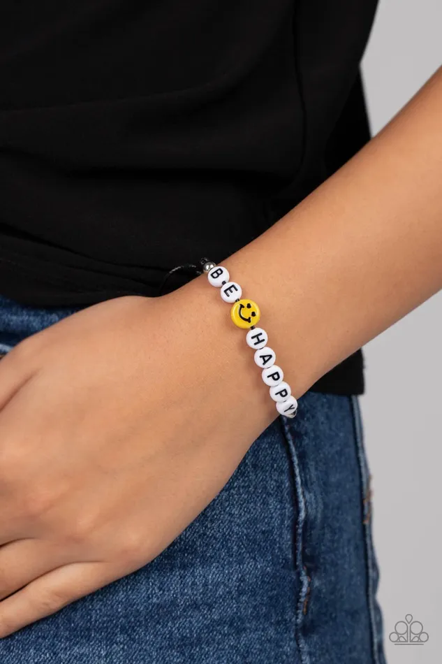I Love Your Smile Black Cord Yellow Smiley Face Be Happy Bead Slide Bracelet Paparazzi Paparazzi Accessories Bracelets