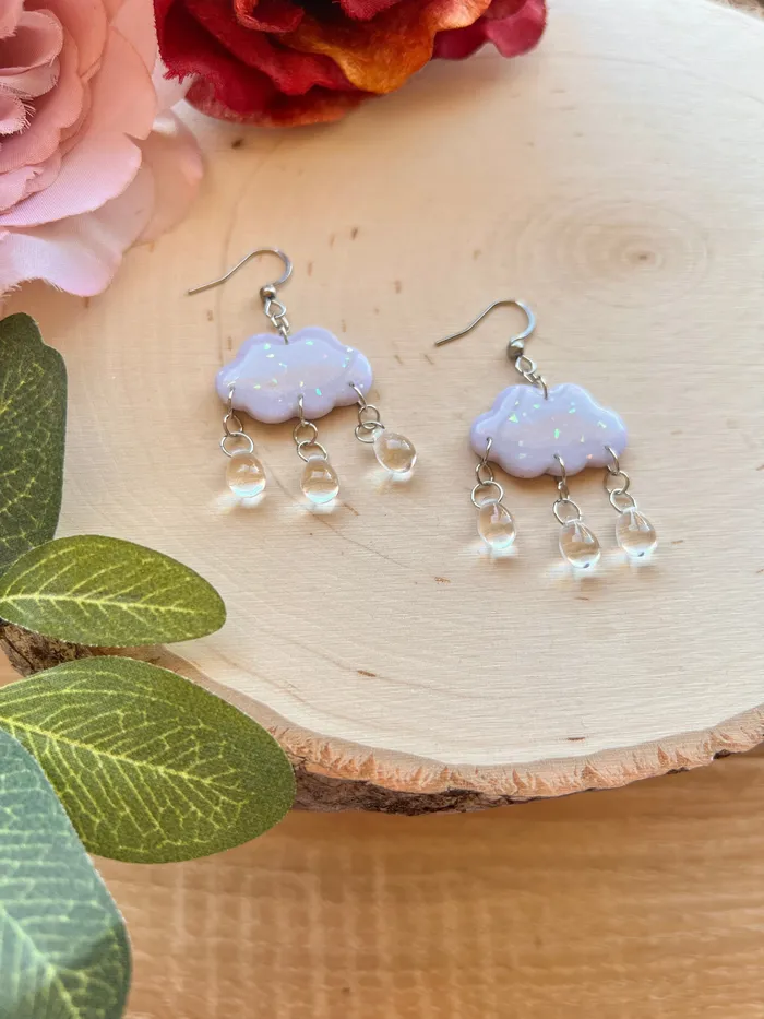 Ilia Creations Earrings Lilac Opal Rain Cloud Earrings