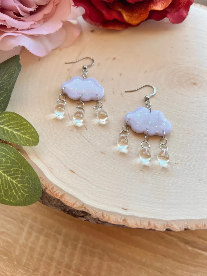 Ilia Creations Earrings Lilac Opal Rain Cloud Earrings