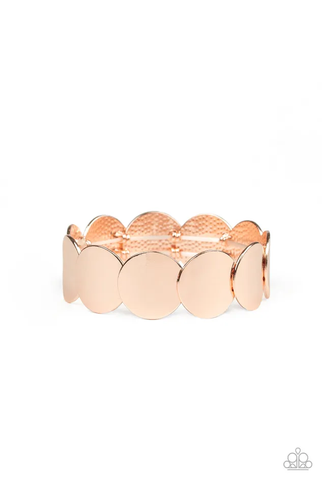 Industrial Influencer Rose Gold Disc Stretchy Bracelet Paparazzi Paparazzi Accessories Bracelets Industrial Influencer Rose Gold Disc Stretchy Bracelet Paparazzi Paparazzi Accessories Bracelets
