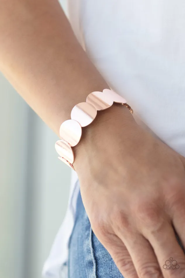 Industrial Influencer Rose Gold Disc Stretchy Bracelet Paparazzi Paparazzi Accessories Bracelets