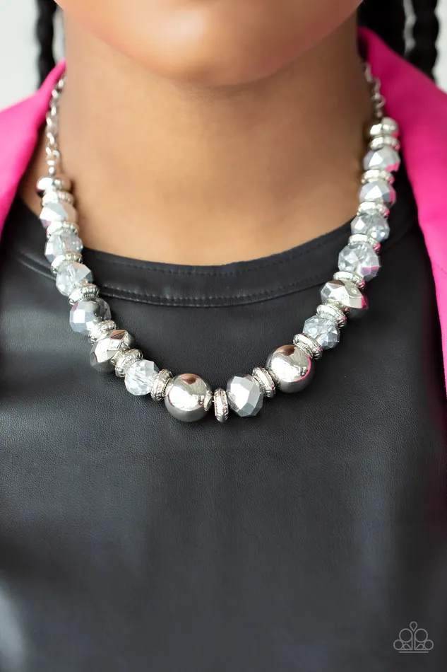 Interstellar Influencer Silver Bead Gem Necklace Paparazzi Paparazzi Accessories Necklaces