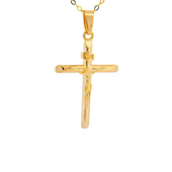 ITALY Necklaces Gold Vermeil Crucifix Necklace 18inch