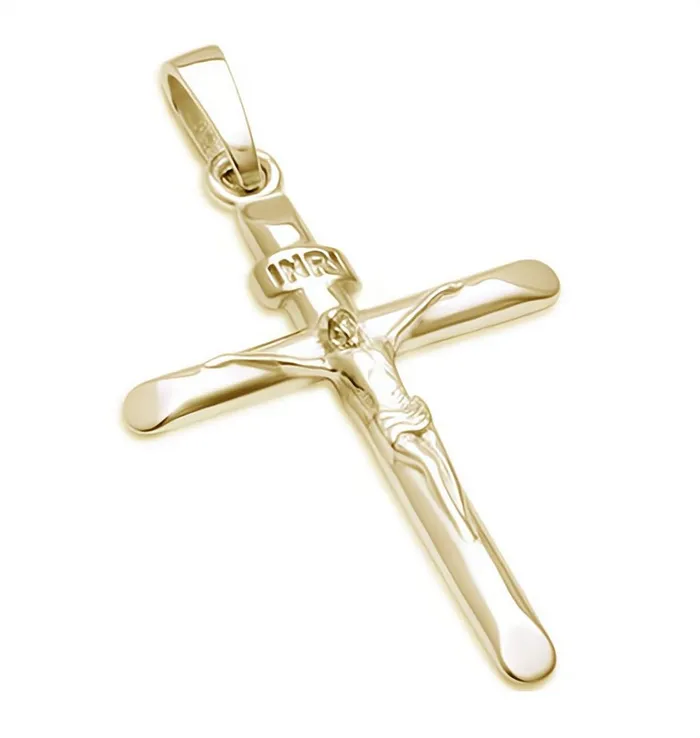 ITALY Necklaces Gold Vermeil Crucifix Necklace 18inch