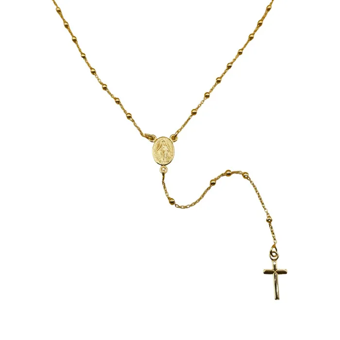ITALY Necklaces Gold Vermeil Tiny Bead Miraculous Medal Rosary Necklace for young girls 18inch noclasp ITALY Necklaces Gold Vermeil Tiny Bead Miraculous Medal Rosary Necklace for young girls 18inch noclasp
