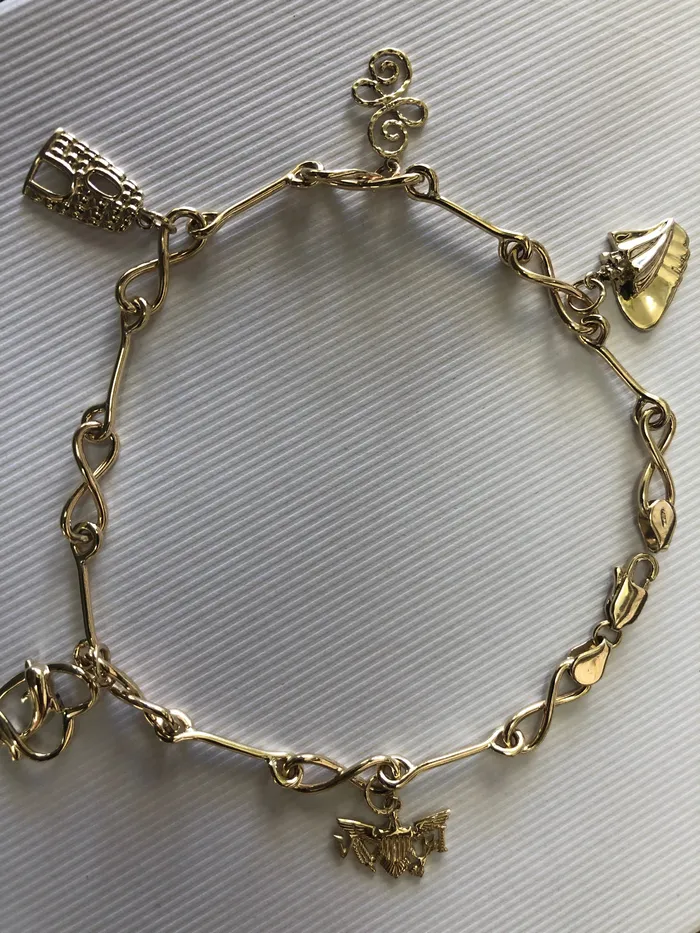 Johnny jeweler stcroix PreStyled Sets Solid 14 k gold and 10 k gold charms anklet Johnny jeweler stcroix PreStyled Sets Solid 14 k gold and 10 k gold charms anklet