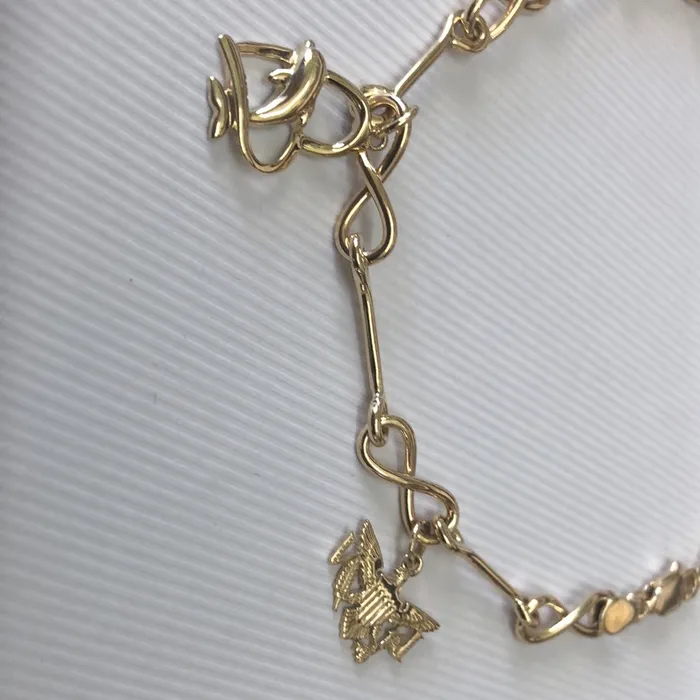 Johnny jeweler stcroix PreStyled Sets Solid 14 k gold and 10 k gold charms anklet Johnny jeweler stcroix PreStyled Sets Solid 14 k gold and 10 k gold charms anklet