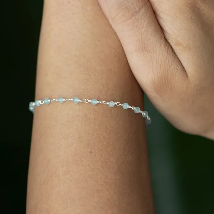 JSL Bracelets Aquamarine Beaded Bracelet