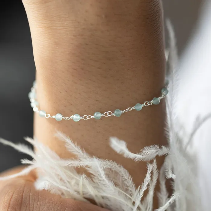 JSL Bracelets Aquamarine Beaded Bracelet