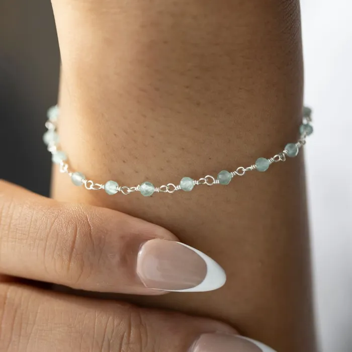 JSL Bracelets Aquamarine Beaded Bracelet