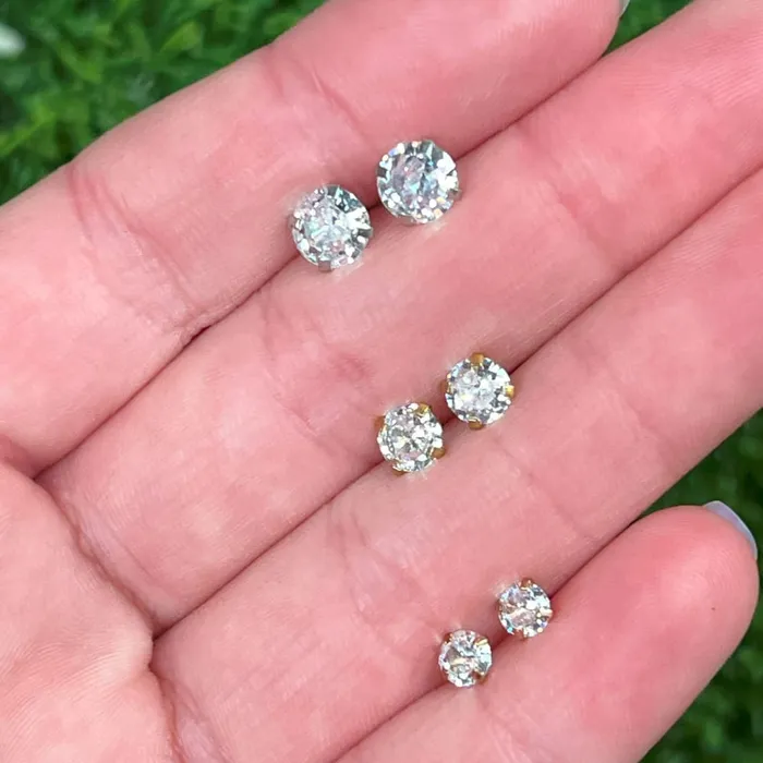 JSL Clear Quartz Stud Earrings Earrings