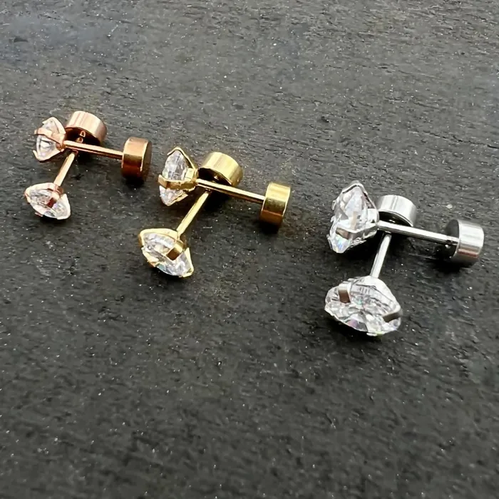 JSL Clear Quartz Stud Earrings Earrings