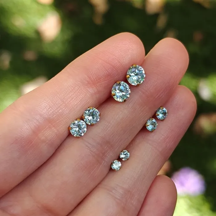 JSL Earrings Round Aquamarine Stud Earrings