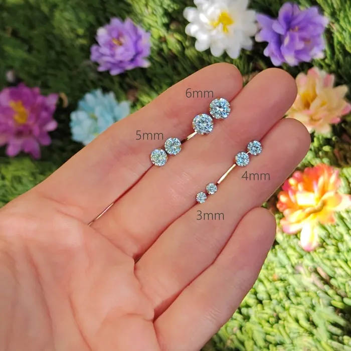 JSL Earrings Round Aquamarine Stud Earrings