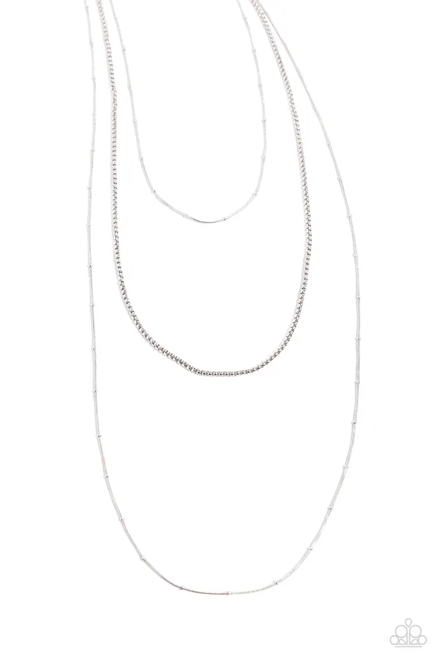 Layer Lockdown Silver Layered Snake Chain Long Necklace Paparazzi Paparazzi Accessories Necklaces Layer Lockdown Silver Layered Snake Chain Long Necklace Paparazzi Paparazzi Accessories Necklaces