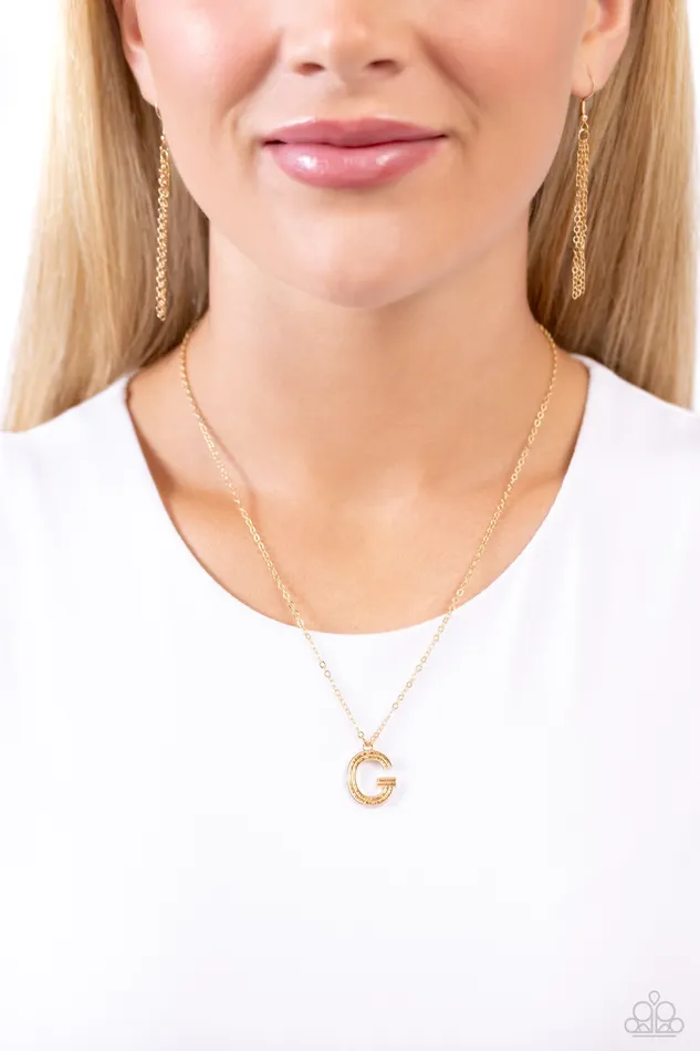 Leave Your Initials Gold G Letter Alphabet Short Necklace Paparazzi Paparazzi Accessories Necklaces