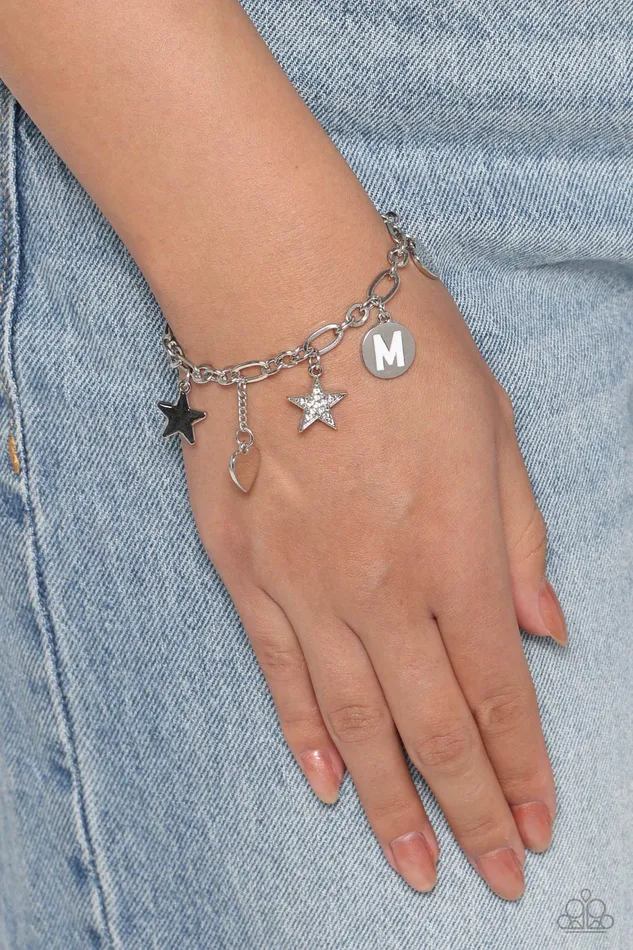 Legacy Letters White M Letter Bracelet Paparazzi Paparazzi Accessories Bracelets