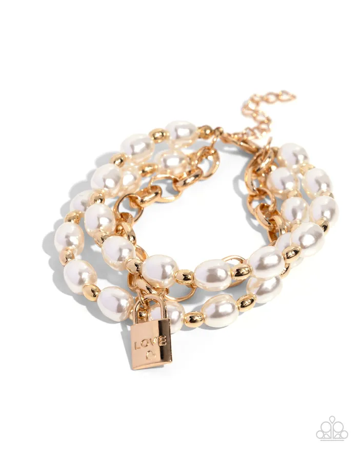 LOVELocked Legacy Gold Locket White Pearl Layered Bracelet Paparazzi Paparazzi Accessories Bracelets LOVELocked Legacy Gold Locket White Pearl Layered Bracelet Paparazzi Paparazzi Accessories Bracelets