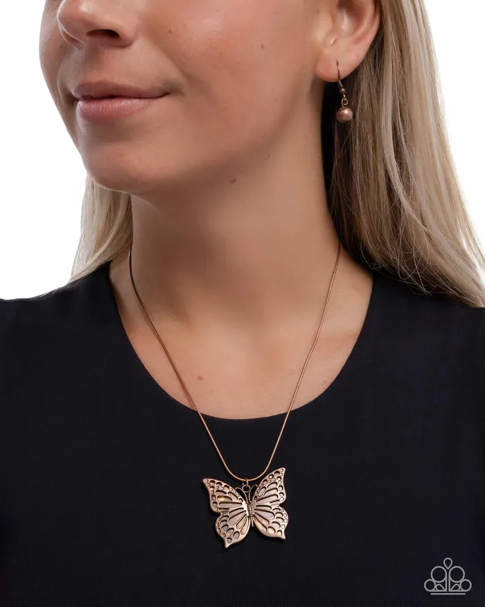 Magical Metamorphosis Copper Acrylic Butterfly Short Necklace Paparazzi Paparazzi Accessories Necklaces