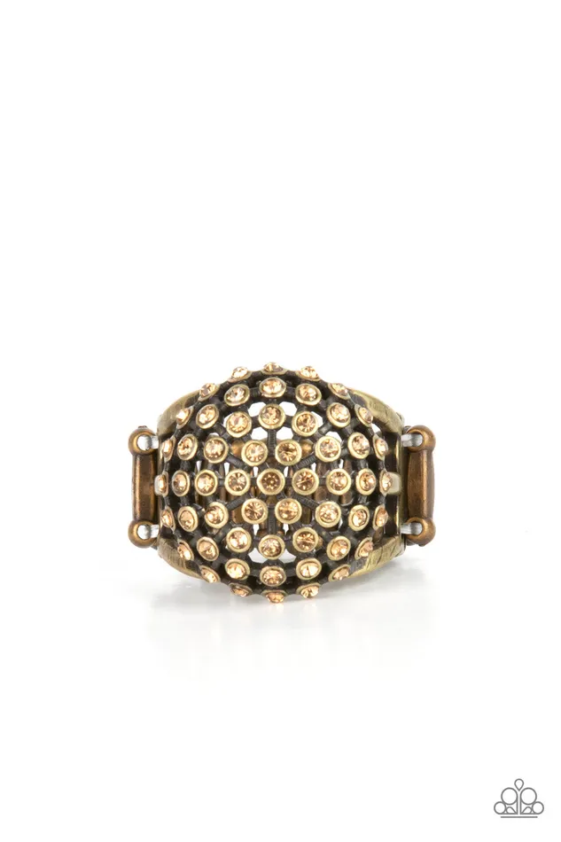 Magically Moroccan Brass Topaz Rhinestone Ring Paparazzi Paparazzi Accessories Rings