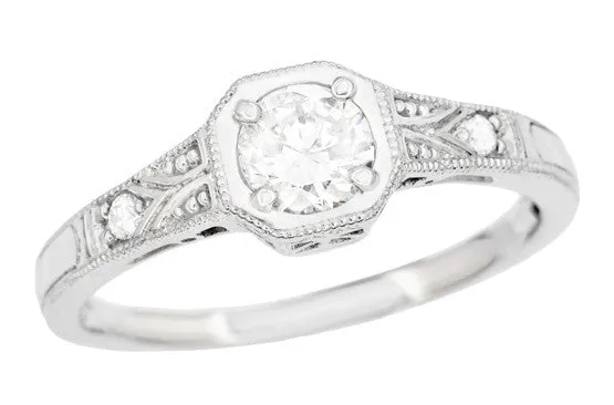 Mayfair Filigree Art Deco Diamond Engagement Ring in 14 or 18 Karat White Gold Antique Jewelry Mall Rings Mayfair Filigree Art Deco Diamond Engagement Ring in 14 or 18 Karat White Gold Antique Jewelry Mall Rings