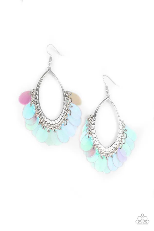 Mermaid Magic Multi Iridescent Sequin Silver Oval Earrings Paparazzi Paparazzi Accessories Earrings Mermaid Magic Multi Iridescent Sequin Silver Oval Earrings Paparazzi Paparazzi Accessories Earrings