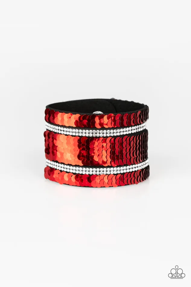 Mermaid Service Paparazzi Red Sequin White Rhinestone Black Suede Wrap Bracelet Paparazzi Accessories Bracelets Mermaid Service Paparazzi Red Sequin White Rhinestone Black Suede Wrap Bracelet Paparazzi Accessories Bracelets