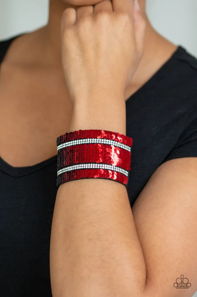 Mermaid Service Paparazzi Red Sequin White Rhinestone Black Suede Wrap Bracelet Paparazzi Accessories Bracelets Mermaid Service Paparazzi Red Sequin White Rhinestone Black Suede Wrap Bracelet Paparazzi Accessories Bracelets