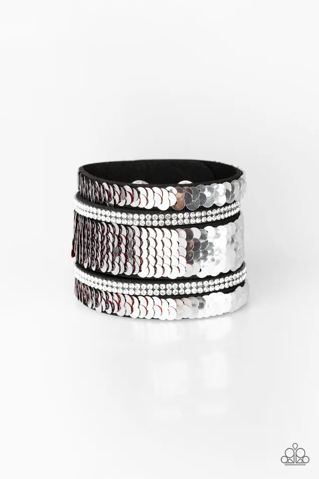 Mermaid Service Paparazzi Red Sequin White Rhinestone Black Suede Wrap Bracelet Paparazzi Accessories Bracelets Mermaid Service Paparazzi Red Sequin White Rhinestone Black Suede Wrap Bracelet Paparazzi Accessories Bracelets