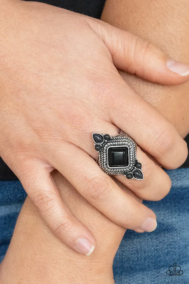 Mesa Mystic Black Stone Silver Ring Paparazzi Paparazzi Accessories Rings
