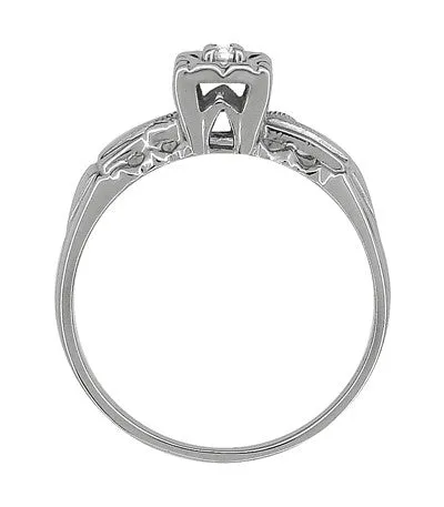 Mid Century Retro Moderne Engagement Ring and Wedding Ring Set in 14K White Gold Antique Jewelry Mall Rings Mid Century Retro Moderne Engagement Ring and Wedding Ring Set in 14K White Gold Antique Jewelry Mall Rings