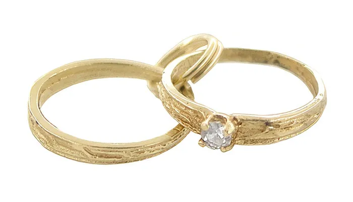 Miniature Vintage Bridal Ring Set Charm in 14 Karat Yellow Gold Engagement Wedding Ring Antique Jewelry Mall Rings Miniature Vintage Bridal Ring Set Charm in 14 Karat Yellow Gold Engagement Wedding Ring Antique Jewelry Mall Rings
