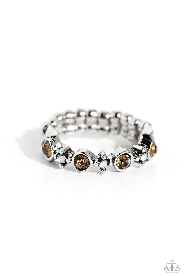 Modestly Modern Brown Topaz Rhinestone Ring Paparazzi Paparazzi Accessories Rings Modestly Modern Brown Topaz Rhinestone Ring Paparazzi Paparazzi Accessories Rings