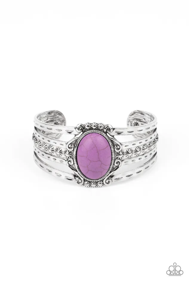 Mojave Mecca Purple Stone Silver Cuff Bracelet Paparazzi Paparazzi Accessories Bracelets Mojave Mecca Purple Stone Silver Cuff Bracelet Paparazzi Paparazzi Accessories Bracelets
