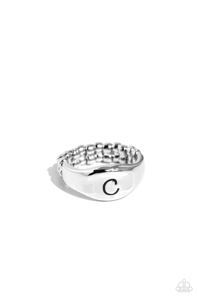 Monogram Memento Silver C Initial Letter Alphabet Ring Paparazzi Paparazzi Accessories Rings Monogram Memento Silver C Initial Letter Alphabet Ring Paparazzi Paparazzi Accessories Rings