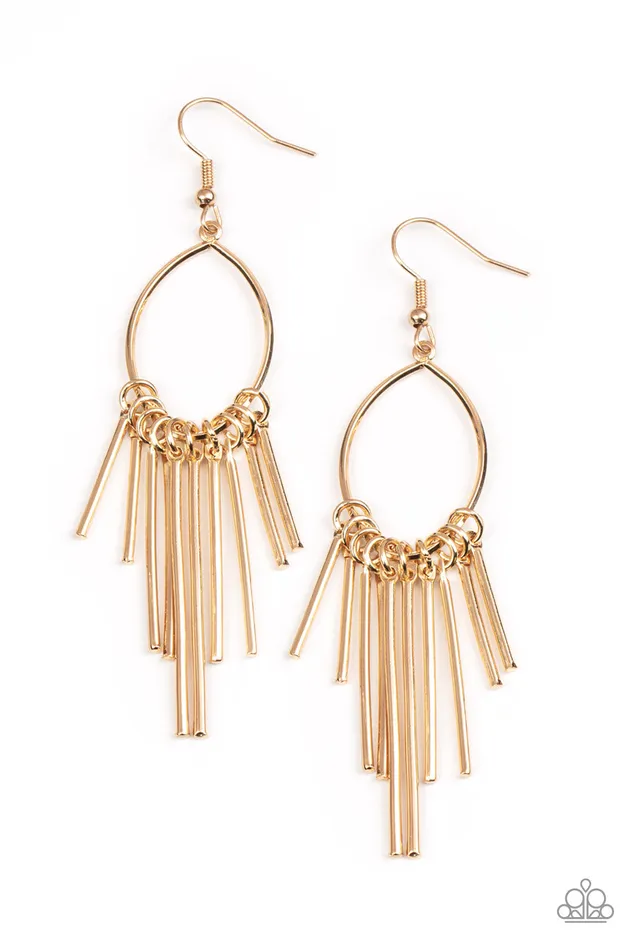 Mood Swing Gold Rod Earrings Paparazzi Paparazzi Accessories Earrings