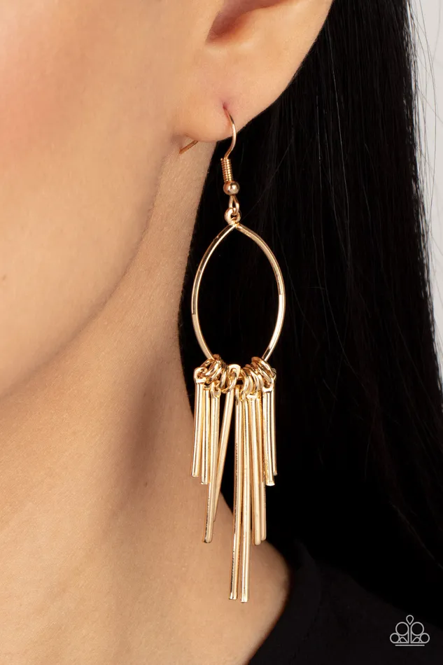Mood Swing Gold Rod Earrings Paparazzi Paparazzi Accessories Earrings