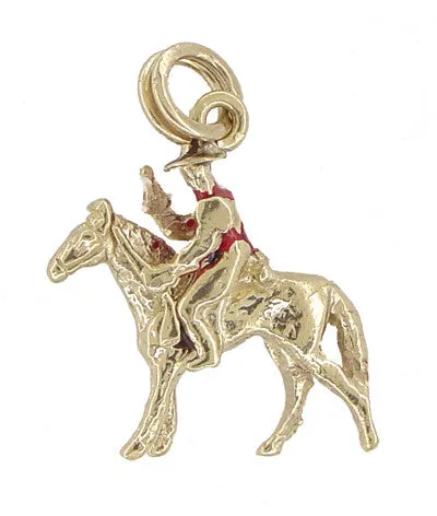Movable Cowboy on a Horse Charm in 12 Karat Gold Antique Jewelry Mall Charm Necklaces