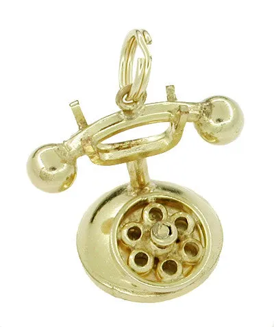 Movable Telephone Charm in 9 Karat Gold Antique Jewelry Mall Charm Necklaces