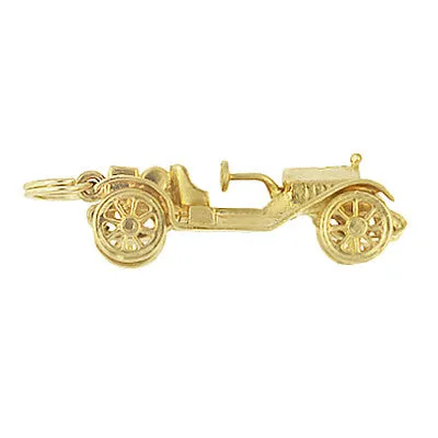 Moveable Antique Roadster Car Charm in 14 Karat Yellow Gold Antique Jewelry Mall Charm Necklaces