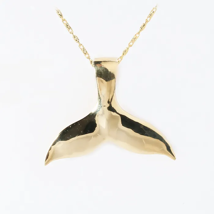 Nakoa 14K Solid Yellow Gold Whale Tail Pendant Chain Sold Separately Necklaces