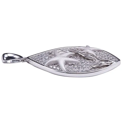 Nakoa Jeweler Necklaces Sterling Silver Pave Cubic Zirconia Star Fish in Leaf PendantChain Sold Separately Nakoa Jeweler Necklaces Sterling Silver Pave Cubic Zirconia Star Fish in Leaf PendantChain Sold Separately