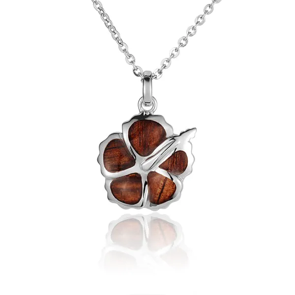 Nakoa KOA Wood inlaid Sterling Silver Hibiscus Pendant Chain Sold Separately Necklaces Nakoa KOA Wood inlaid Sterling Silver Hibiscus Pendant Chain Sold Separately Necklaces
