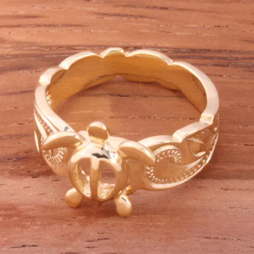 Nakoa Rings Hawaiian Scroll Yellow Gold Plated Honu Cut Out Edge Toe Ring Nakoa Rings Hawaiian Scroll Yellow Gold Plated Honu Cut Out Edge Toe Ring