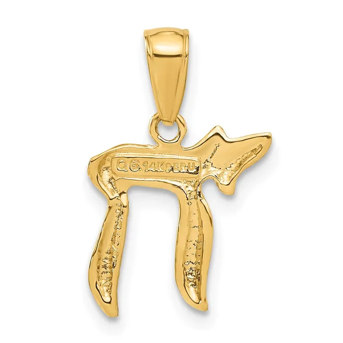 Necklaces 10k Yellow Gold 125 mm Chai Pendant 071 grams Qgold Necklaces 10k Yellow Gold 125 mm Chai Pendant 071 grams Qgold