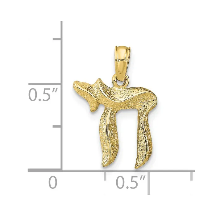 Necklaces 10k Yellow Gold 125 mm Chai Pendant 071 grams Qgold Necklaces 10k Yellow Gold 125 mm Chai Pendant 071 grams Qgold