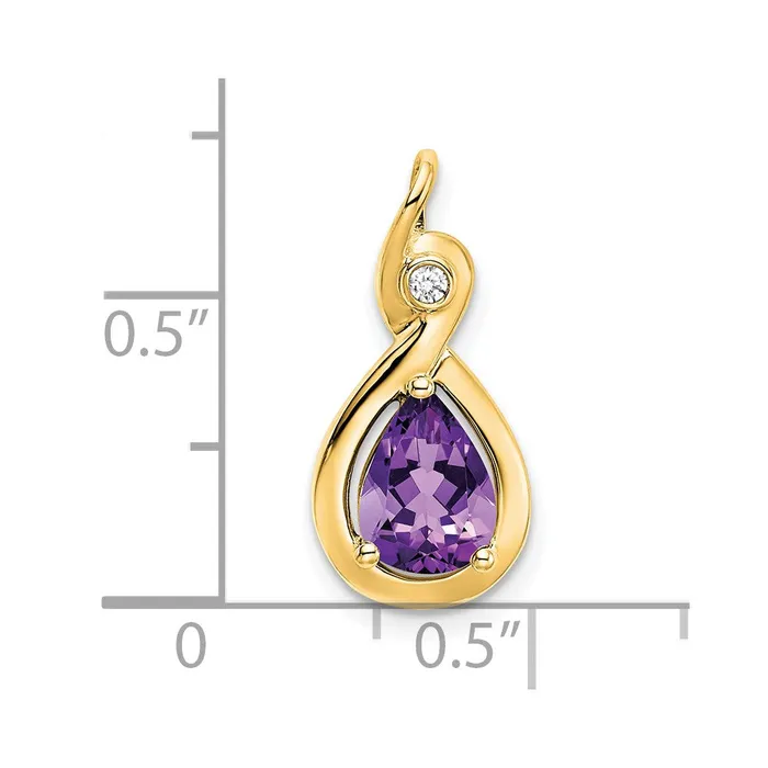 Necklaces 14k Pear Amethyst and Diamond Pendant 15 grams Qgold Necklaces 14k Pear Amethyst and Diamond Pendant 15 grams Qgold